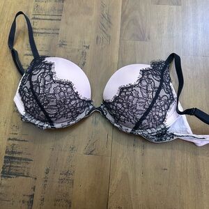 La SENZA Pink and Black Lace Push Up Bra
